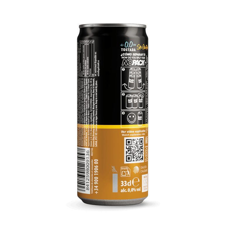 Estrella Galicia 0,0 Tostada Sin gluten, 24 latas de 33 cl