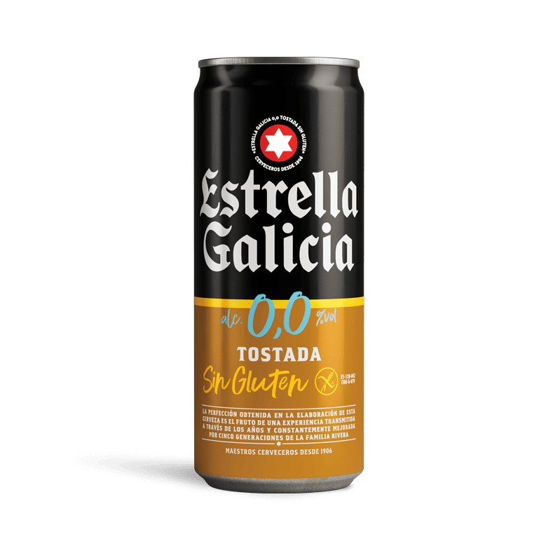 Estrella Galicia 0,0 Tostada Sin gluten, 24 latas de 33 cl