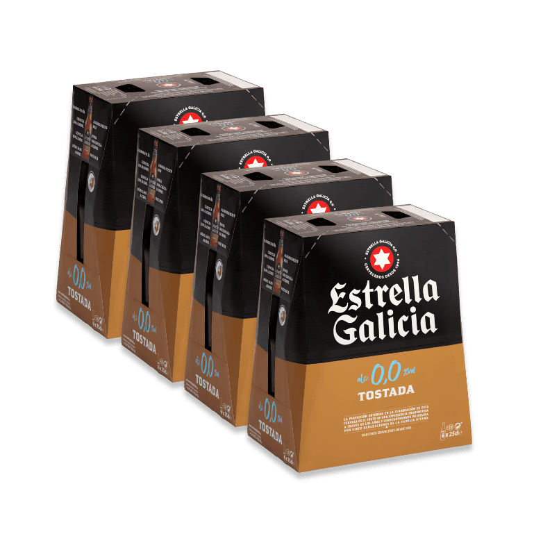 Estrella Galicia 0,0, Tostada, 24 botellas de 25 cl