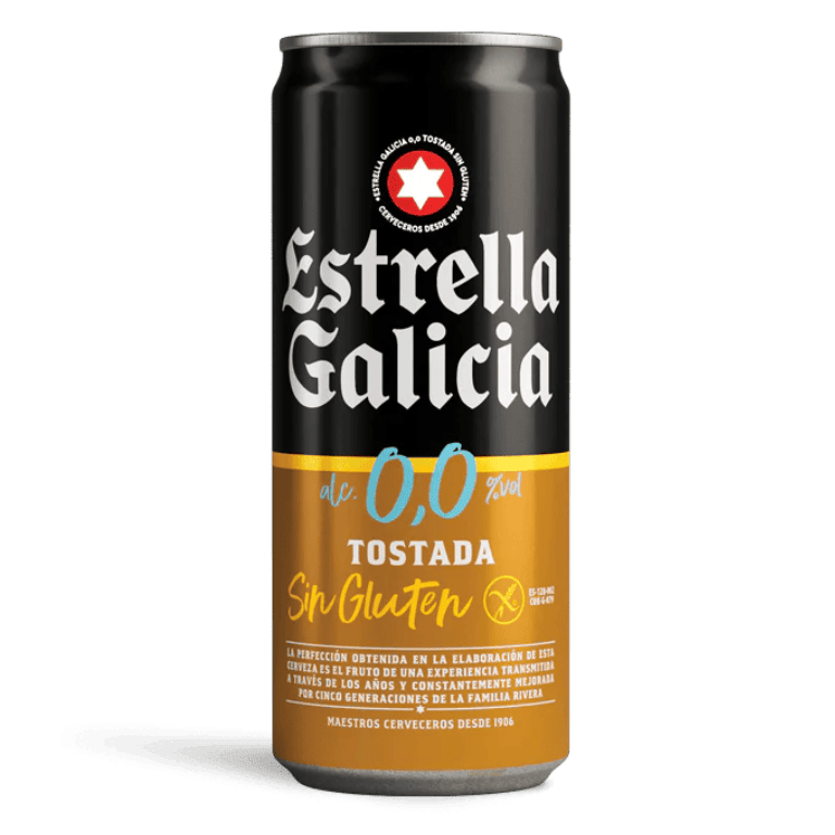Estrella Galicia 0,0 Tostada Sin gluten, 24 latas de 33 cl