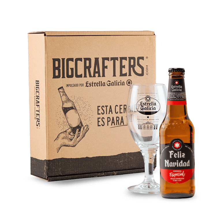 Estrella Galicia edición especial Feliz Navidad con copa Atlántica