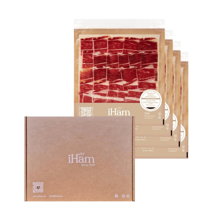 Jamón de Bellota 100% Ibérico de iHam, 4 sobres de 100 g