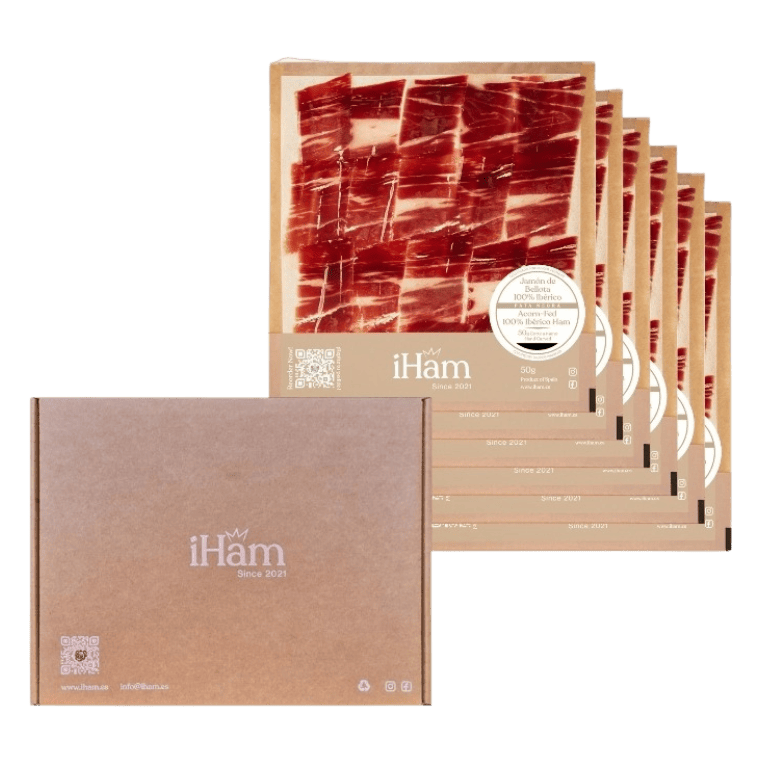 Jamón de Bellota 100% Ibérico de iHam, 6 sobres de 50 g