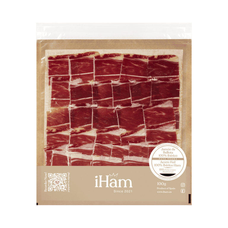 Jamón de Bellota 100% Ibérico de iHam, 4 sobres de 100 g