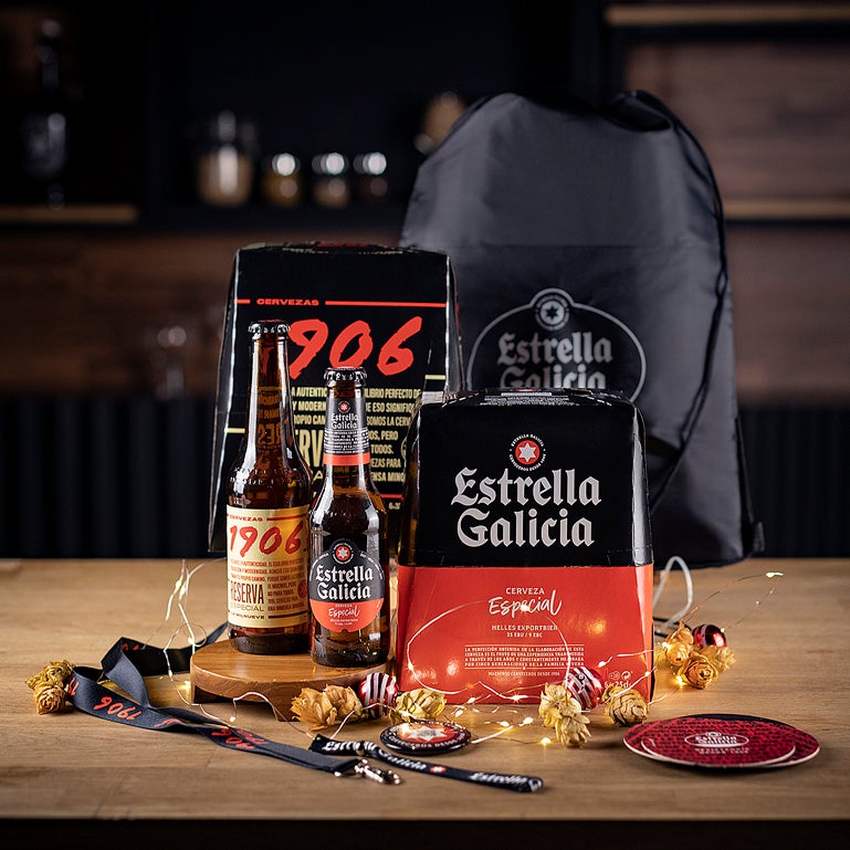 Pack regalo cervecero de Estrella Galicia y 1906