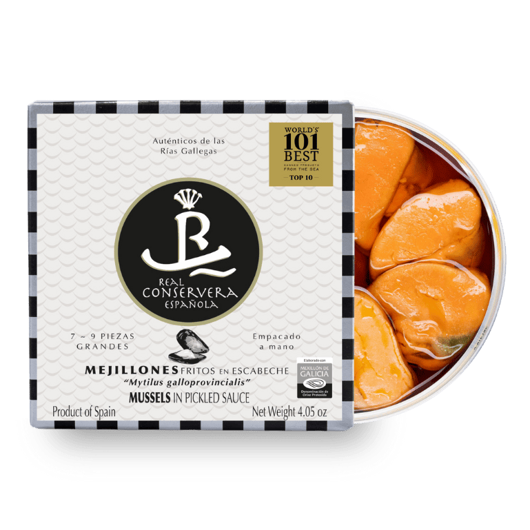 Mejillones en escabeche de Real Conservera Española, lata de 7-9 piezas grandes
