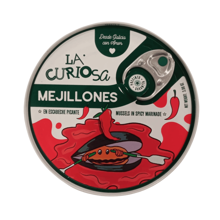 Mejillones en escabeche picante de conservas La Curiosa, lata de 115 g