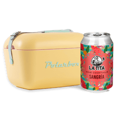 Verano Vintage: Nevera Polarbox Amarilla + 24 latas de Sangría La Tita Rivera