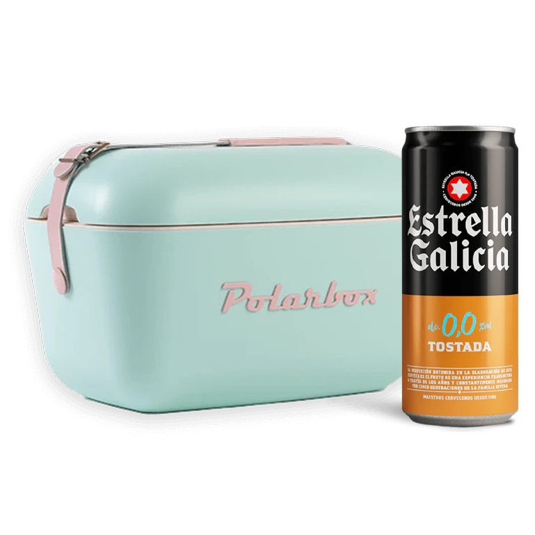 Nevera Polarbox + 24 Latas Estrella Galicia 0,0 Tostada