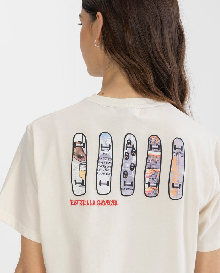 Camiseta elPulpo & Estrella Galicia Urban Flip Blanca