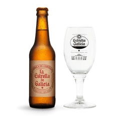 Pack 24 botellas La Estrella de Galicia de 33 cl + 6 copas Atlánticas