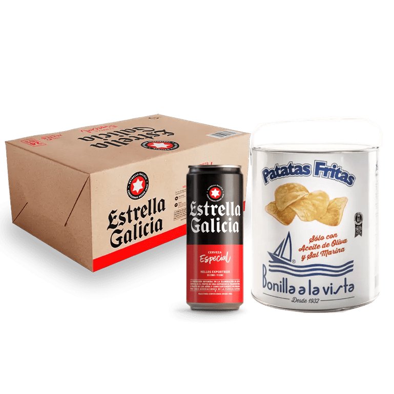 Pack Beer & Chips Estrella Galicia Especial 24 latas de 33 cl
