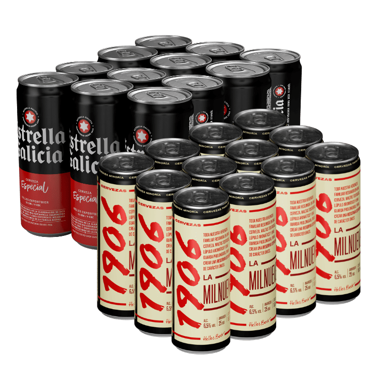Pack de latas combinado: Estrella Galicia y 1906