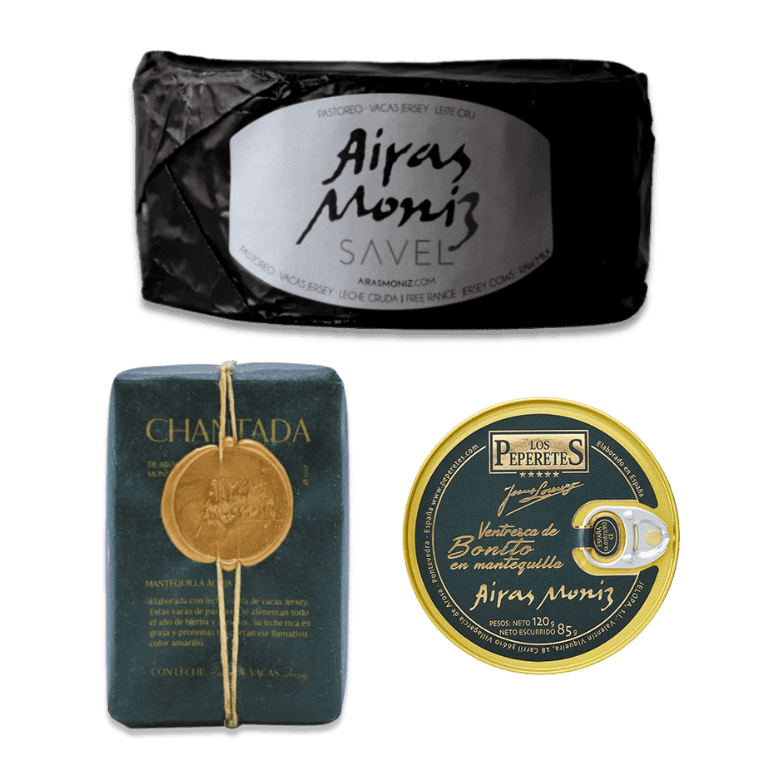 Pack queso de vaca Savel, mantequilla y ventresca de bonito en mantequilla de Airas Moniz