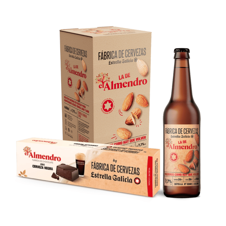 Pack Fábrica de Cervezas y El Almendro: turrón de chocolate y 4 cervezas edición "La De El Almendro"