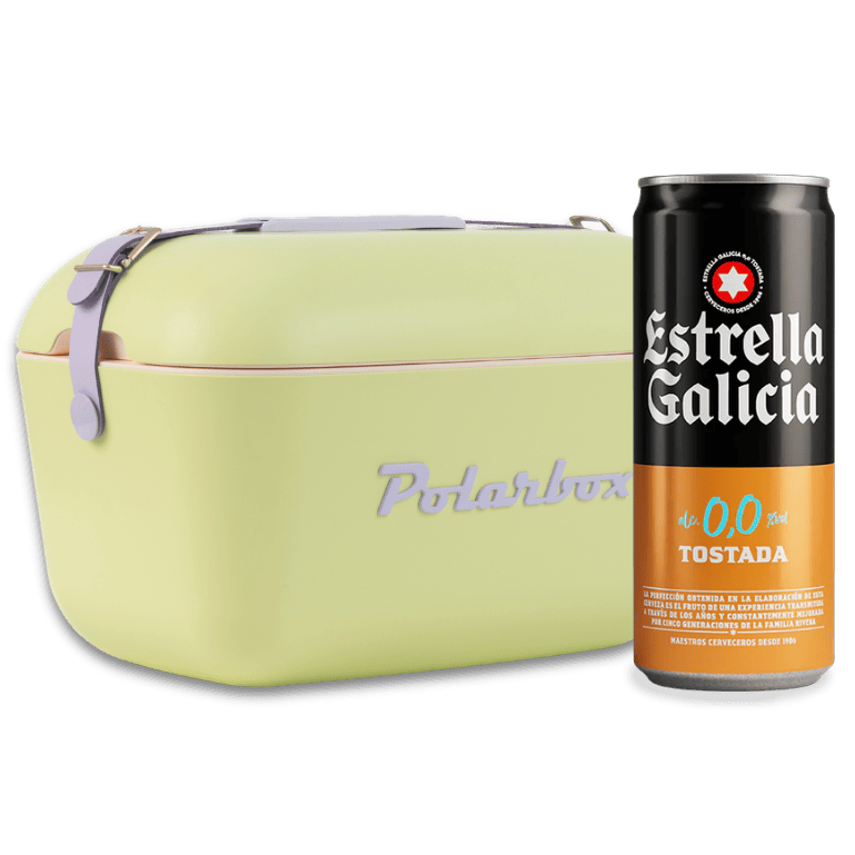 Pack Polarbox Lima Con Frigopack de Estrella Galicia 0,0 Tostada, para una frescura máxima y puro color para un día activo acompañando el mejor sabor tostado 0,0.
