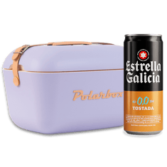 Verano Vintage: Nevera Polarbox Malva + Frigopack Estrella Galicia 0,0 Tostada
