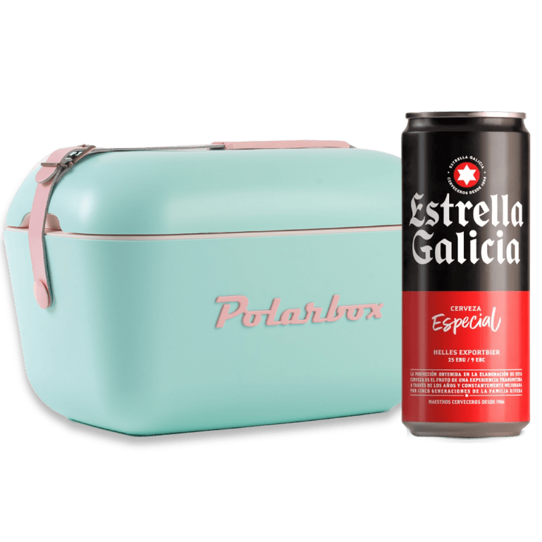 Pack Polarbox verde con lata de Estrella Galicia Especial, elegante, chic y con todo el sabor tradicional de Estrella Galicia para refrescar tus planes.