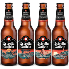 Estrella Galicia edición Asturias, 4 botellas de 33 cl