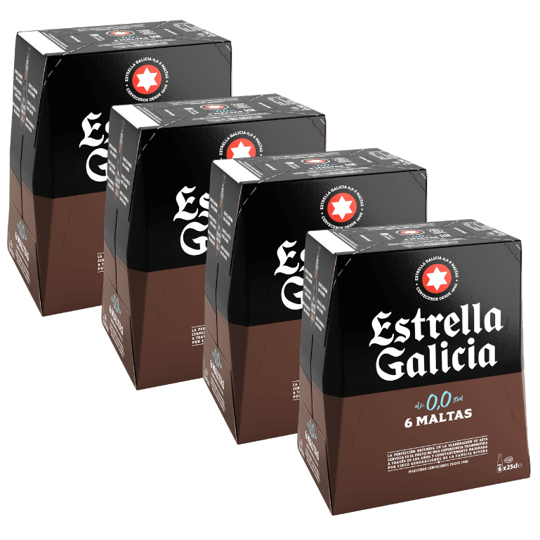 Estrella Galicia 0,0 6 Maltas, 24 botellas de 25 cl