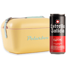 Verano Vintage: Nevera Polarbox Amarilla + 24 Latas Estrella Galicia