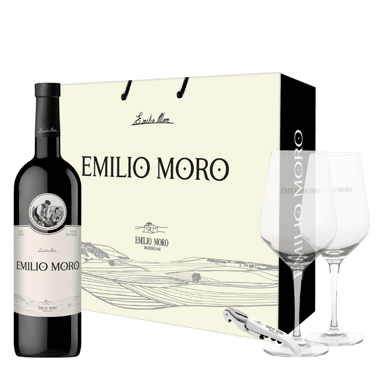Pack el brindis de siempre: vino Emilio Moro 2020, 1 botella de 75 cl + 2 copas + 1 sacacorchos