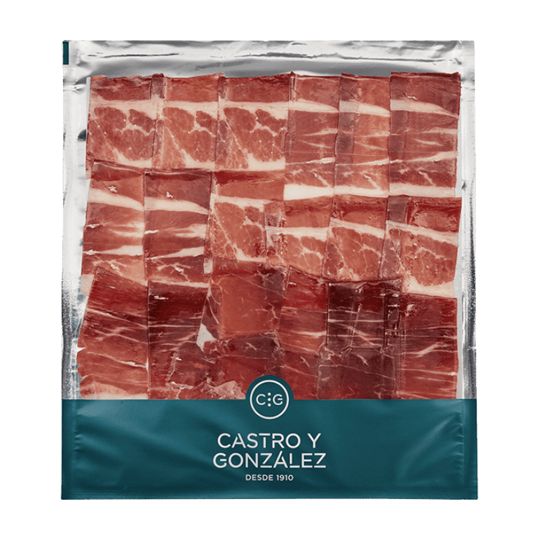 Paleta de Bellota Ibérica 75% raza Ibérica loncheada a mano de Castro y González, 5 sobres de 50 g
