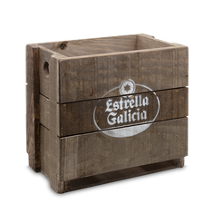 Caja de madera rústica de Estrella Galicia