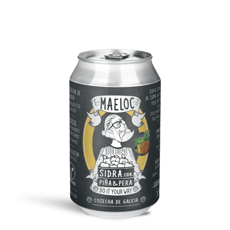 Sidra piña & pera de Maeloc, pack 12 latas de 33 cl