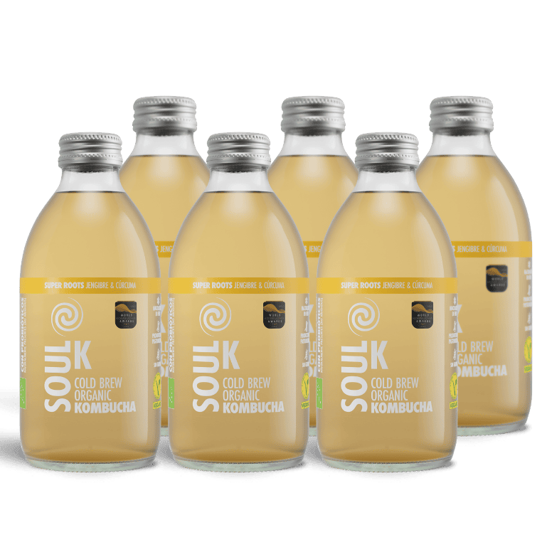 Soul K Super Roots - Jengibre y cúrcuma Bio, 6 botellas de 25 cl