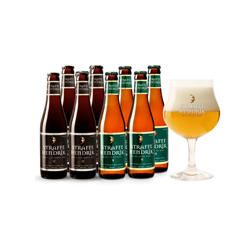 Straffe Hendrik Mix con copa, 8 botellas de 33 cl