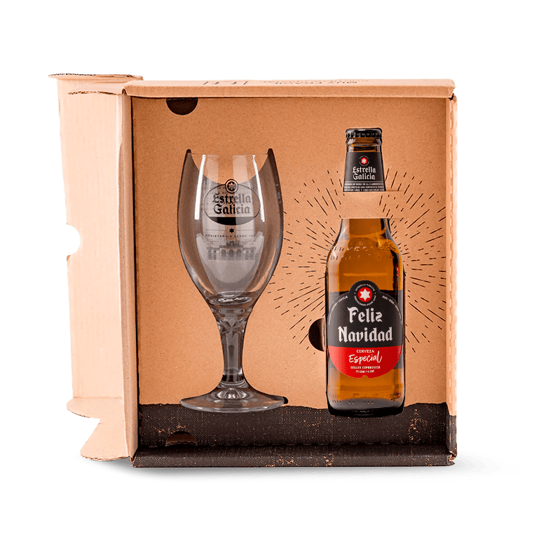 Estrella Galicia edición especial Feliz Navidad con copa Atlántica