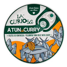 Ventresca de atún al curry de conservas La Curiosa, lata de 115 g