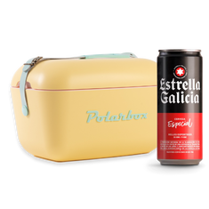 Verano Vintage: Nevera Polarbox Amarilla + 24 Latas Estrella Galicia