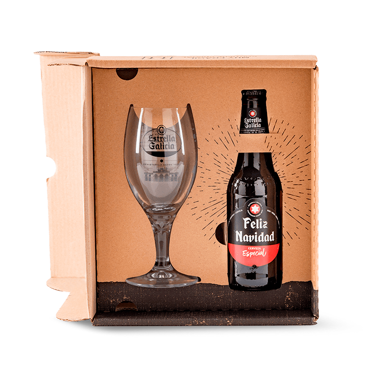 Estrella Galicia edición especial Feliz Navidad con copa Atlántica