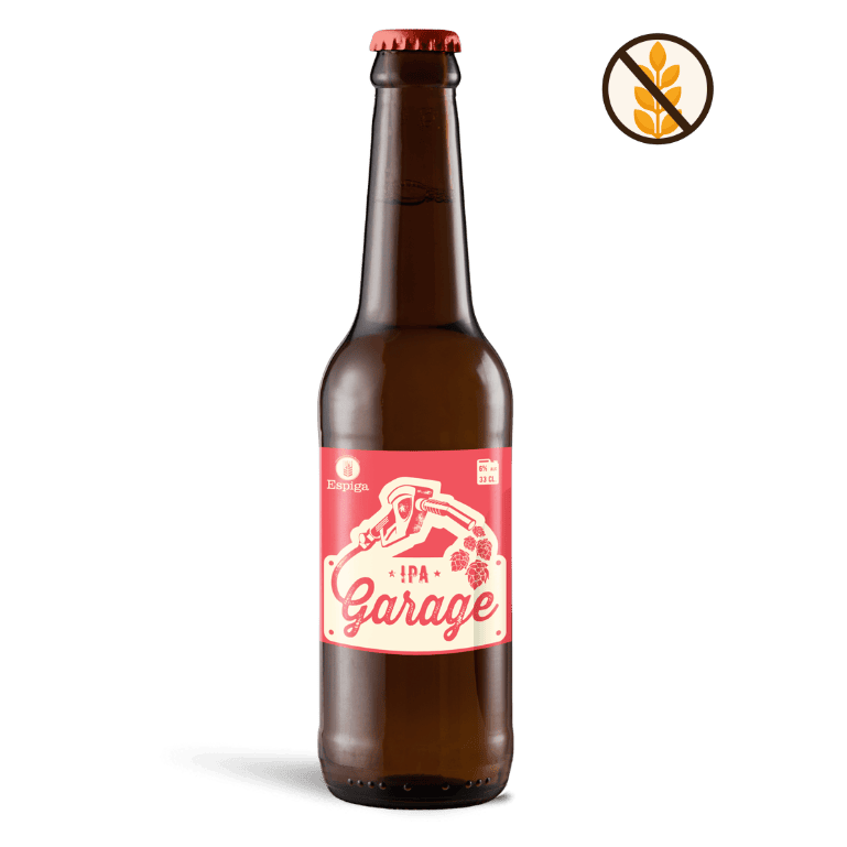 Espiga Garage IPA sin gluten, botella de 33 cl