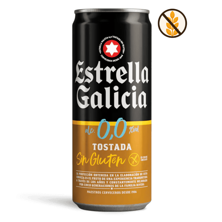 Estrella Galicia 0,0 Tostada Sin gluten, 24 latas de 33 cl