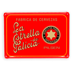 Chapa vintage roja La Estrella de Galicia