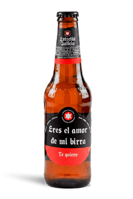 Estrella Galicia edición Eres el amor de mi birra con copa Atlántica