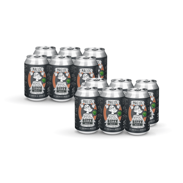 Sidra dulce ecológica de Maeloc, pack 12 latas de 33 cl