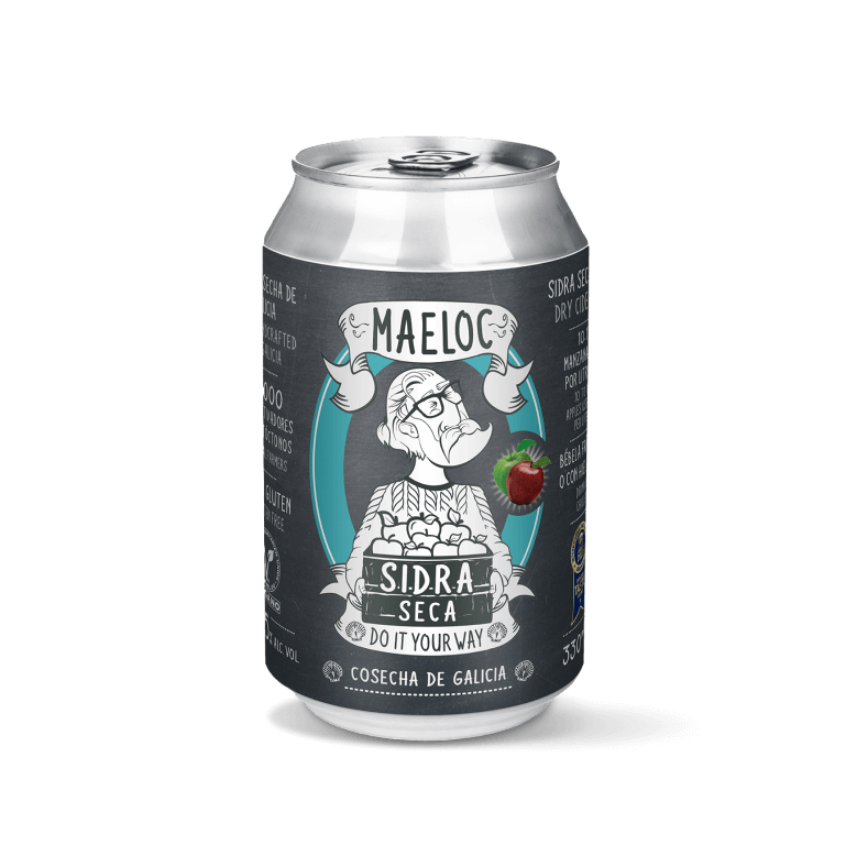 Sidra seca de Maeloc, pack 12 latas de 33 cl