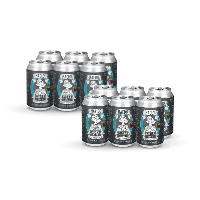 Sidra seca de Maeloc, pack 12 latas de 33 cl