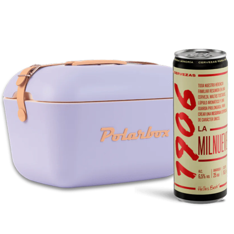 Verano Vintage: Nevera Polarbox Malva + 24 Latas 1906 Reserva Especial