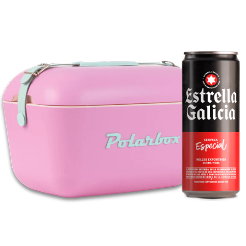Verano Vintage: Nevera Polarbox Rosa + 20 Latas Estrella Galicia Especial