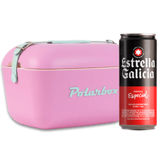 Verano Vintage: Nevera Polarbox Rosa + 20 Latas Estrella Galicia Especial