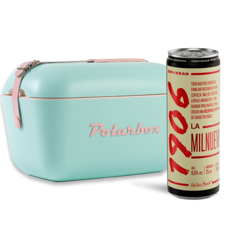 Pack Polarbox verde con cervezas 1906, un estilo retro sofisticado por fuera y el cuerpo de una cerveza de culto por dentro.