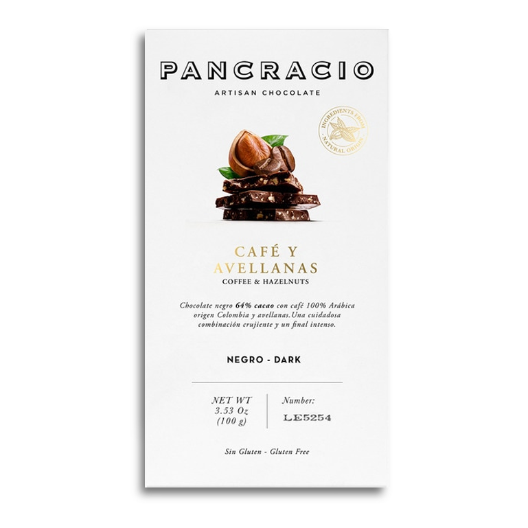 Chocolate con café y avellanas de Pancracio, 100 g