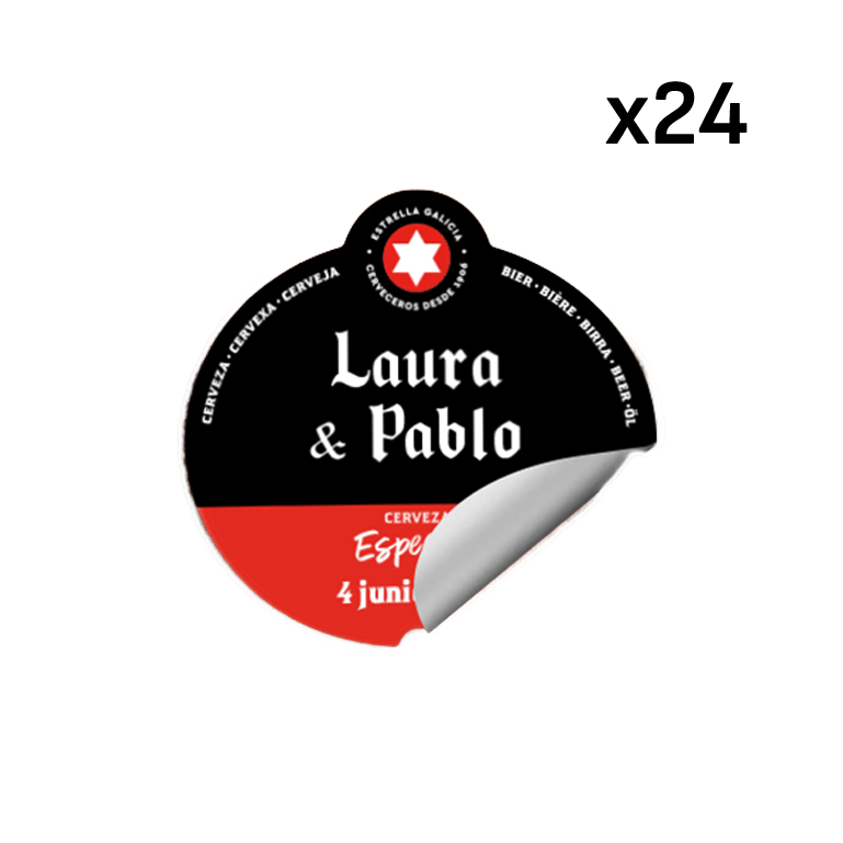 24 pegatinas personalizadas de Estrella Galicia de 25 cl