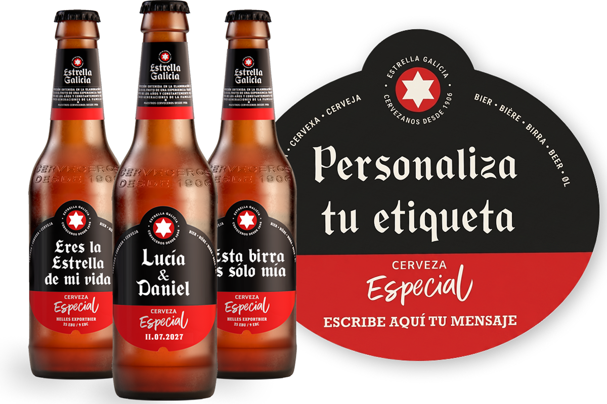 ETIQUETA PERSONALIZADA DE ESTRELLA GALICIA
