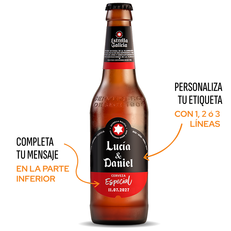 Estrella Galicia Etiqueta personalizada, botella 33 cl